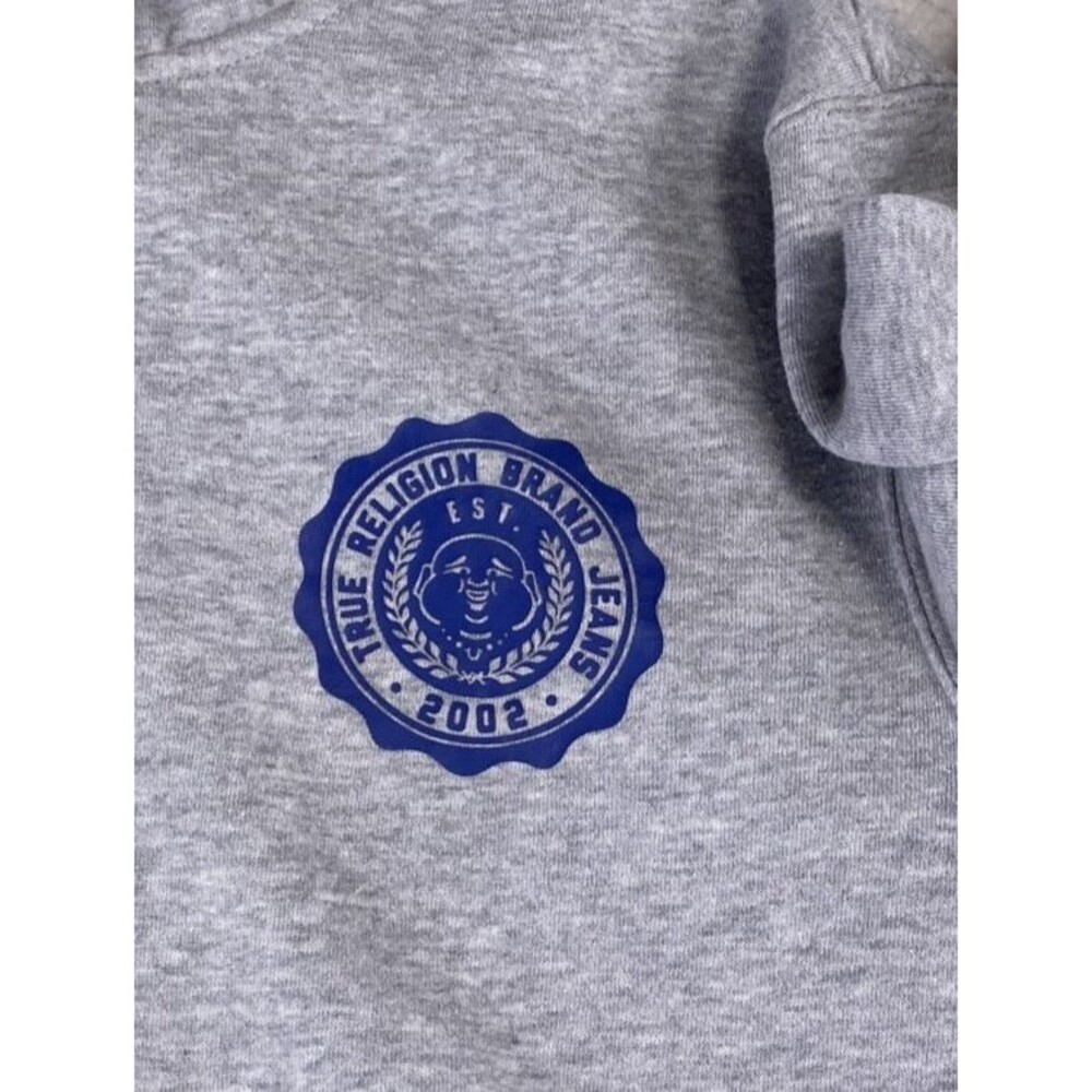 True Religion Alumni Logo Full Zip Hoodie Mens Medium Gray Streetwear Skater - Picture 5 of 13